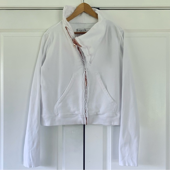 Frank & Eileen Tee Lab Asymmetrical Zip Sweatshirt Moto Funnel Neck Size Large - Picture 2 of 12